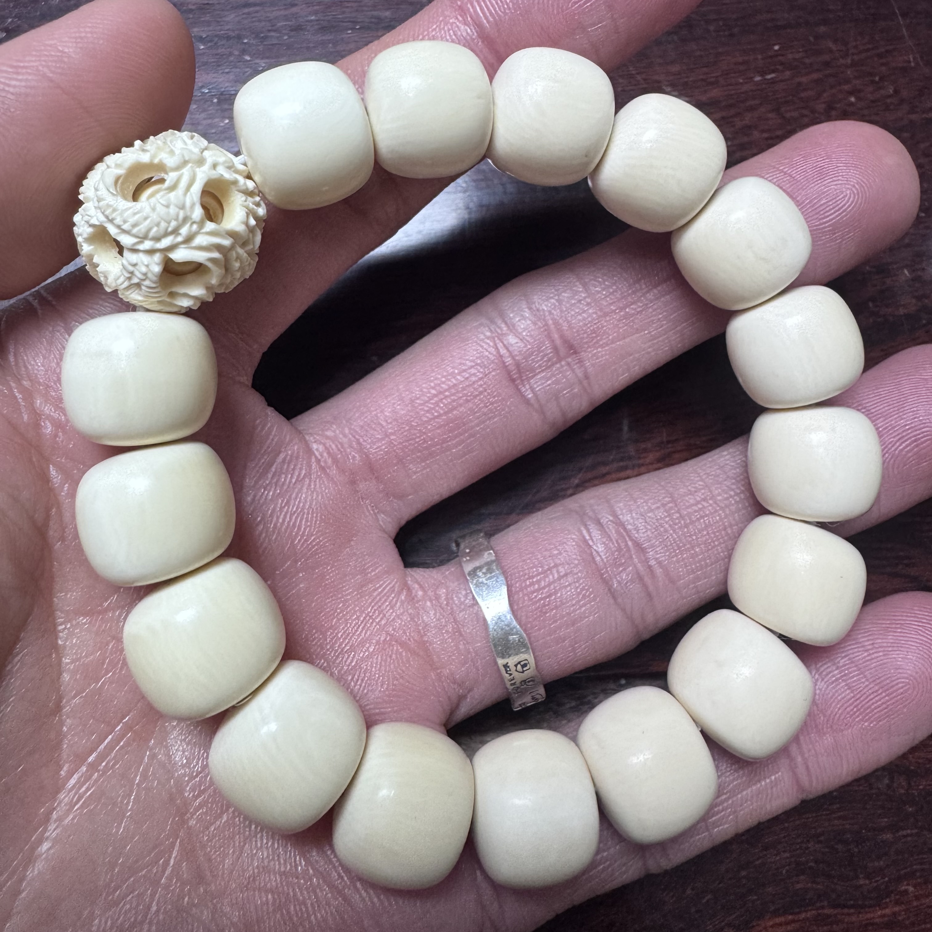 LX0039天然猛犸牙老型冰料单圈13*14mmDIY手串