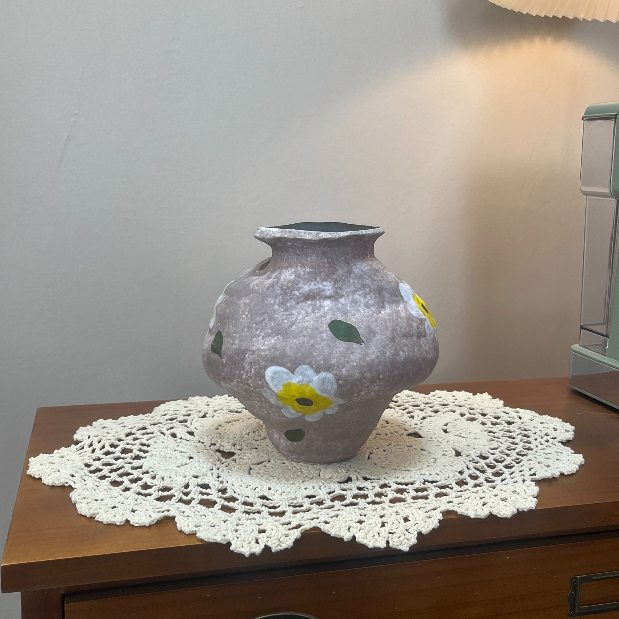 淳也-素灰雏菊陶瓷花瓶 SG376-107（高17 口9 肚18）