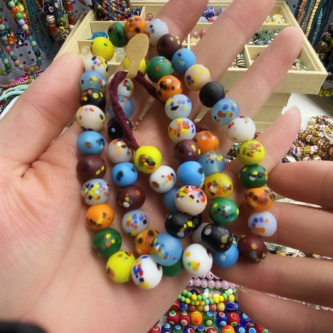 颈饰琉璃尼泊尔点彩圆珠 