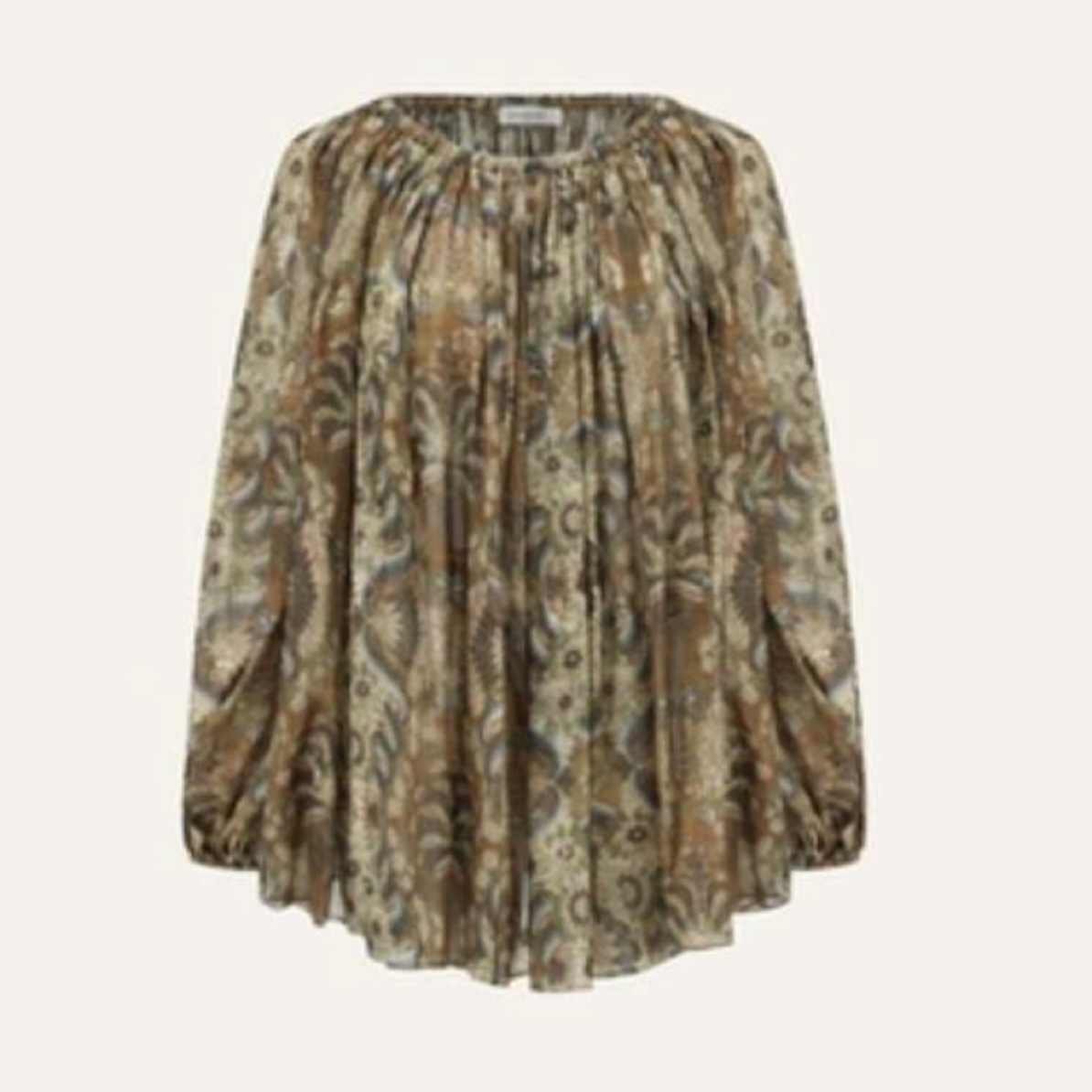 INTO THE EAST 棕榈卷草一字领上衣