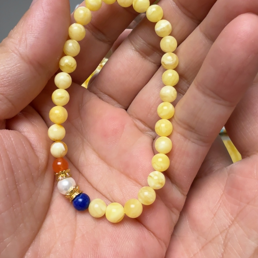 琥珀未镶嵌手链琥珀蜜蜡手串6mm+