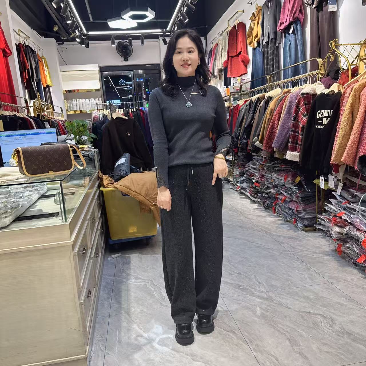 34-8717加绒休闲直筒裤102长