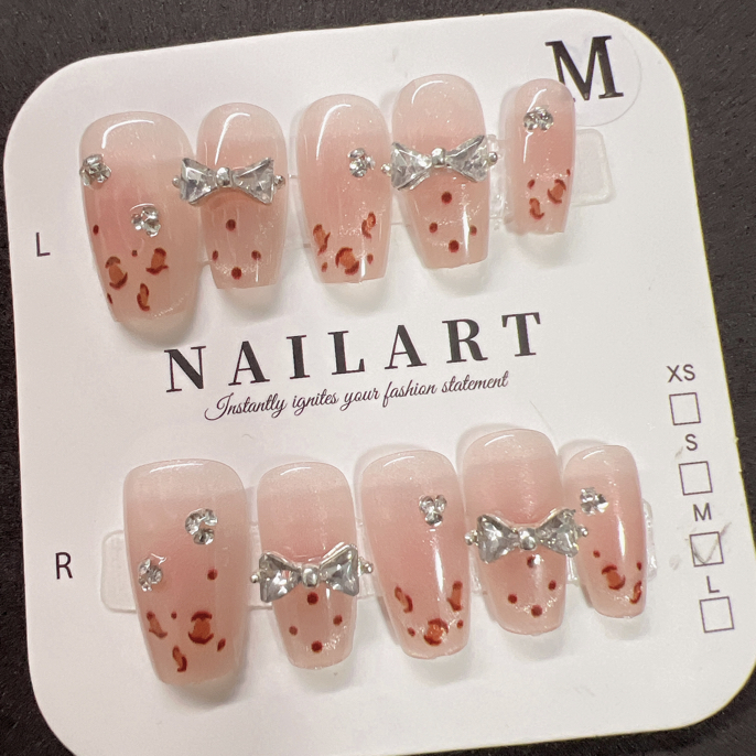 【豹纹小姐】粉色小豹纹美甲贴片微笑猫眼气质纯显白高级穿戴甲