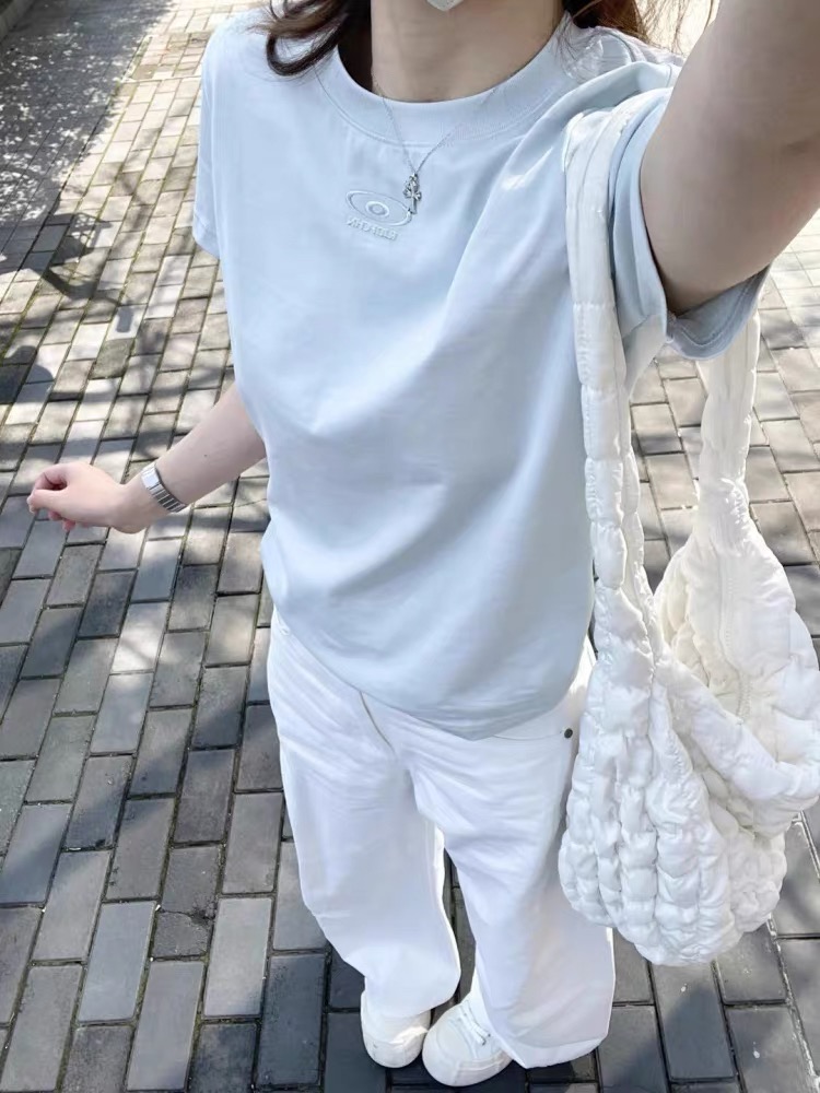 炫衣族女装 扣码过款女装时尚百搭短袖夏季显瘦圆领T恤