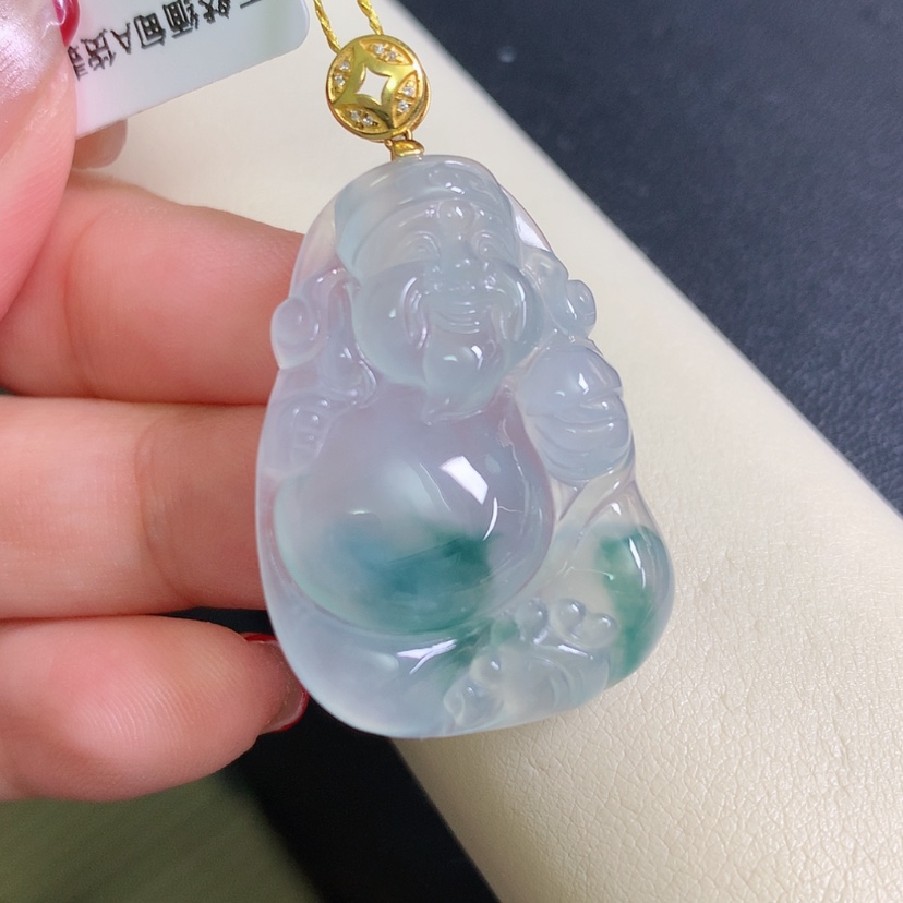 【闪购商品】翡翠颈饰18K金镶嵌财神