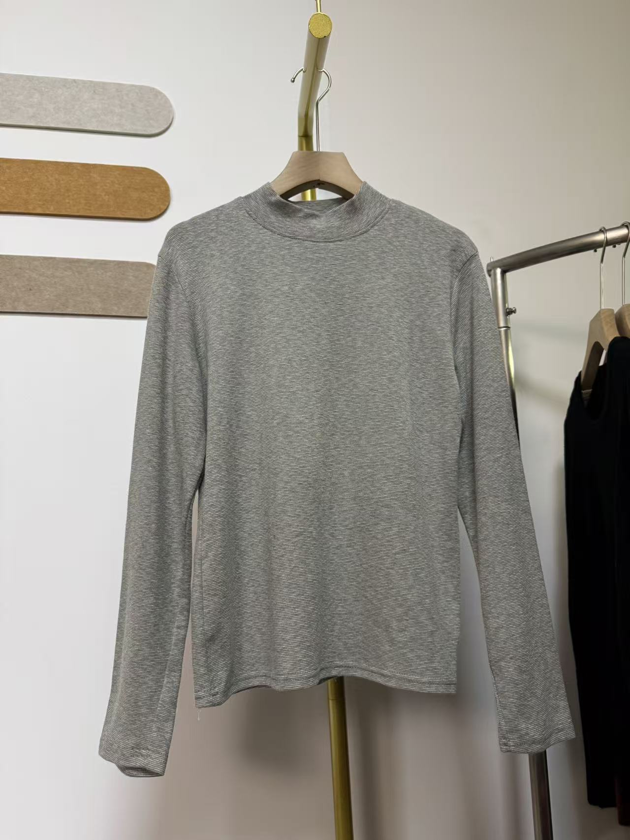 2513纯色半高领内搭T恤女秋季修身基础款打底衫上衣