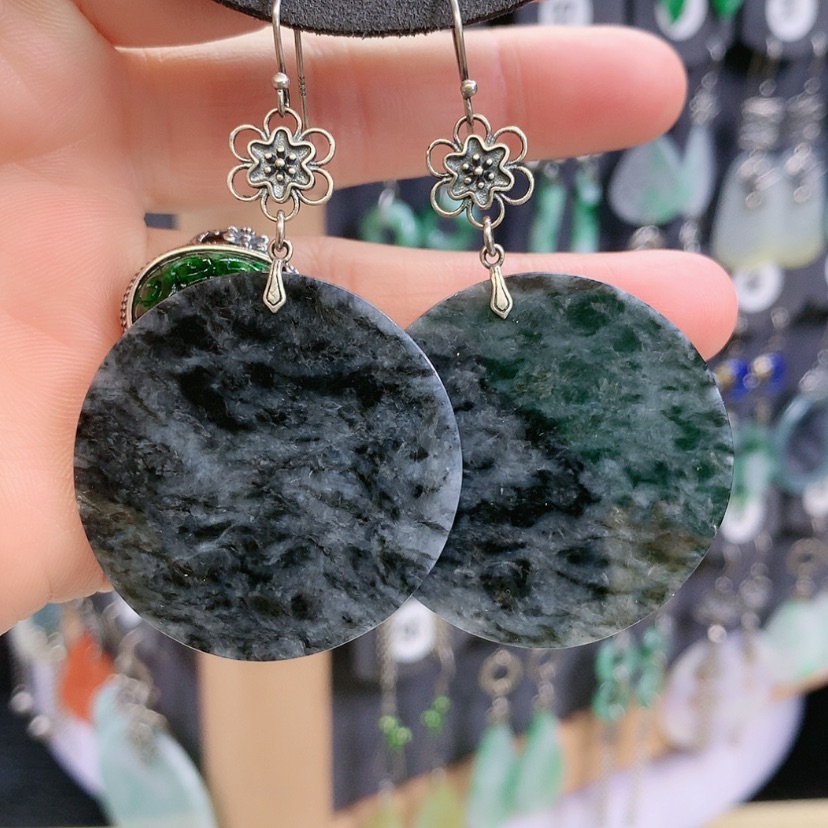 【闪购商品】翡翠耳饰银S925镶嵌小*窗精美