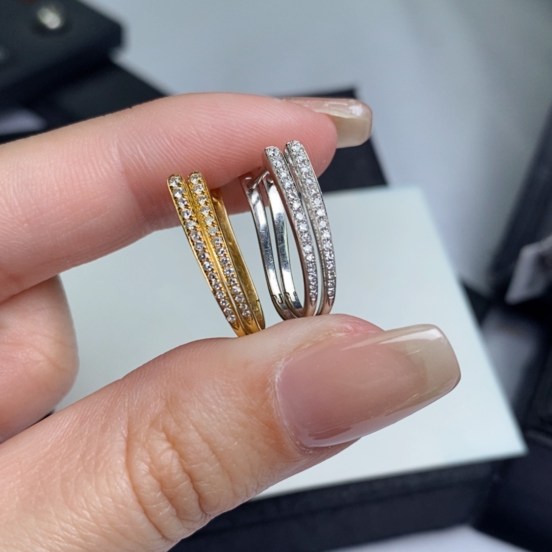 钻石耳饰18K金镶嵌渐变单排耳扣（可穿福贝）多样性一对发货