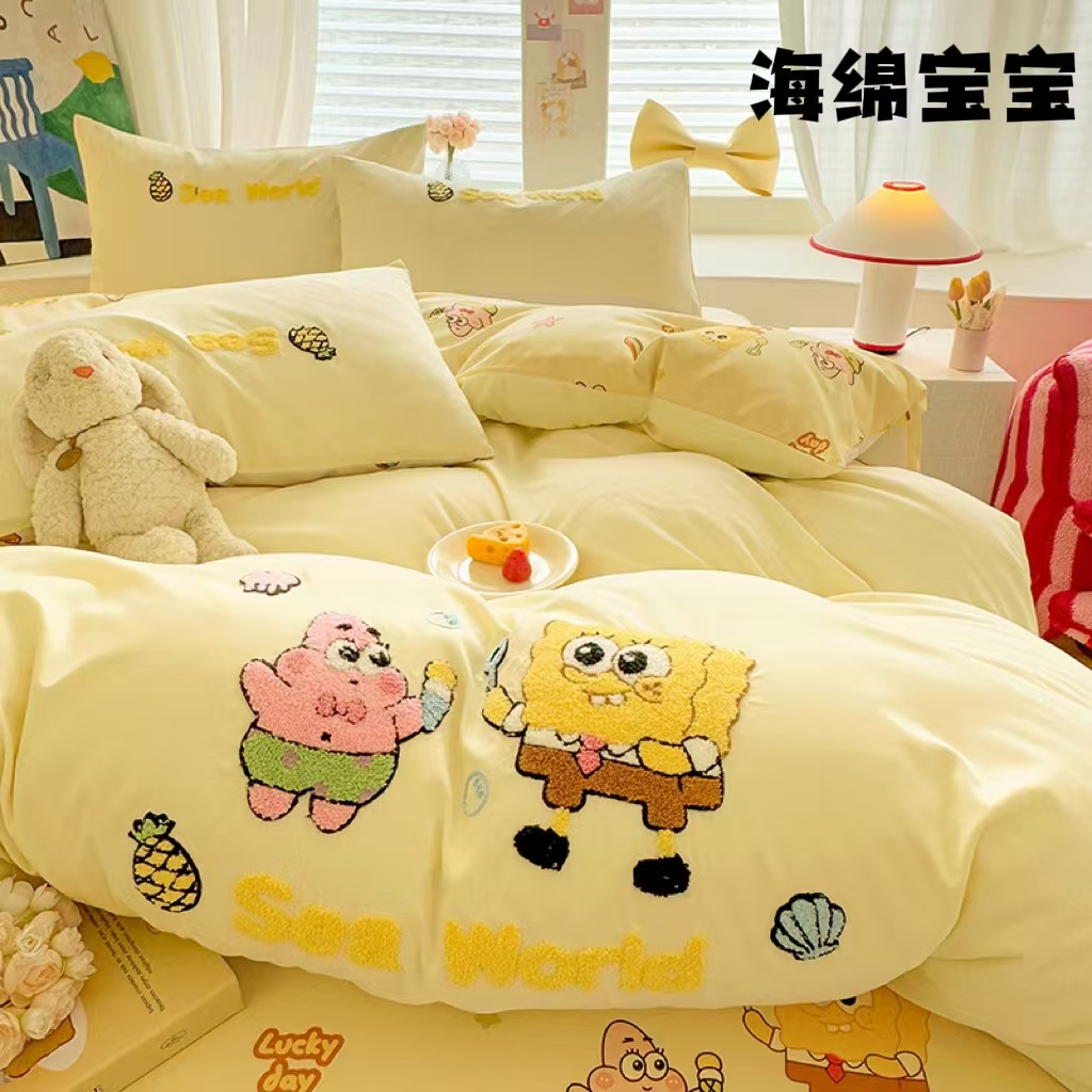 七格格专属A类水洗棉四件套卡通毛巾绣系列