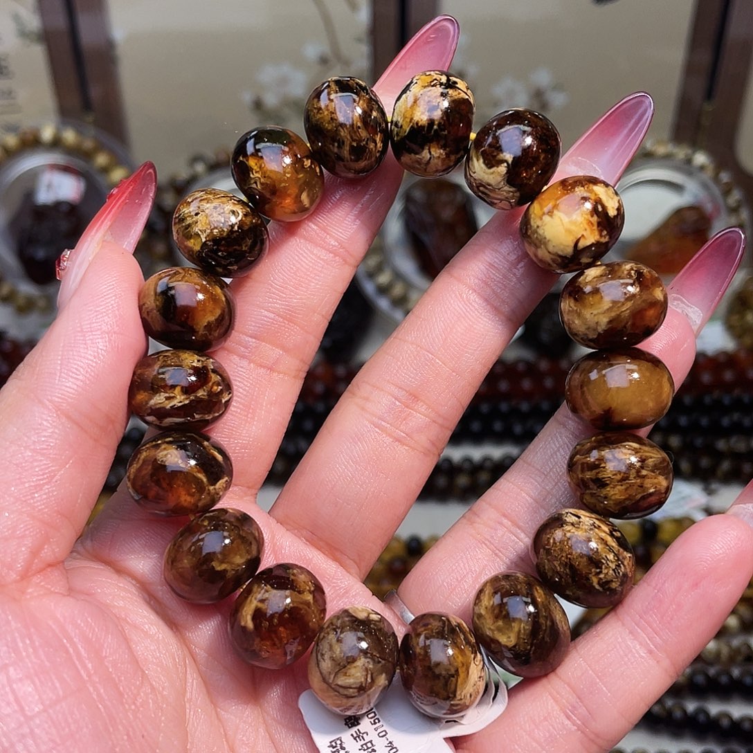 暮***秋琥珀未镶嵌裸石14mm花珀