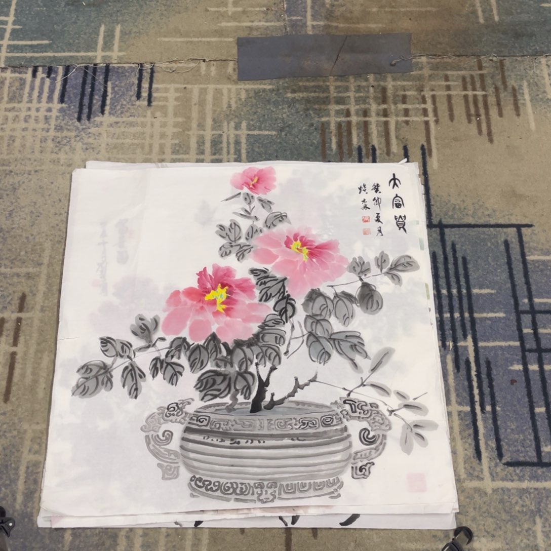 国画四尺三开作品花鸟11111