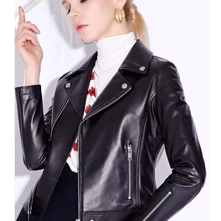 昭珺儿春秋冬绵羊皮皮衣时尚休闲女装皮风衣中长款女外套 