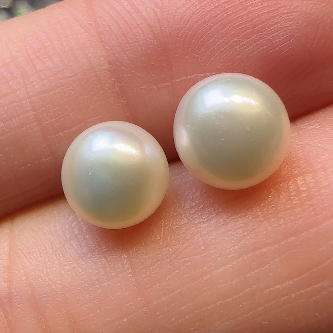 银S925镶嵌耳钉淡水珍珠