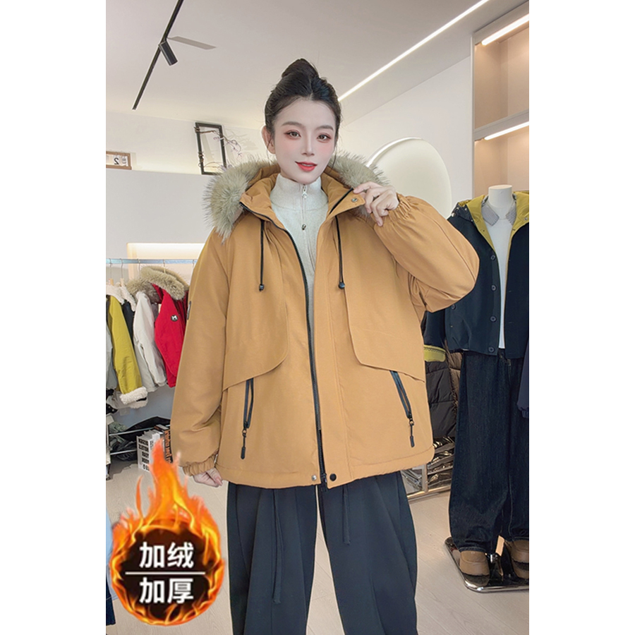 【小火炉大毛冲锋衣】大毛领冬季新款连帽显瘦巨厚百搭外套25136