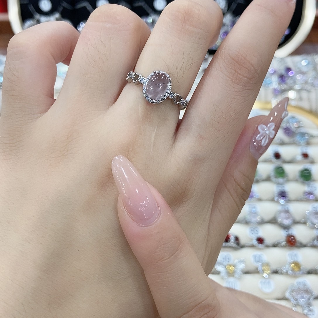 阿***叽银S925镶嵌戒指芙蓉石