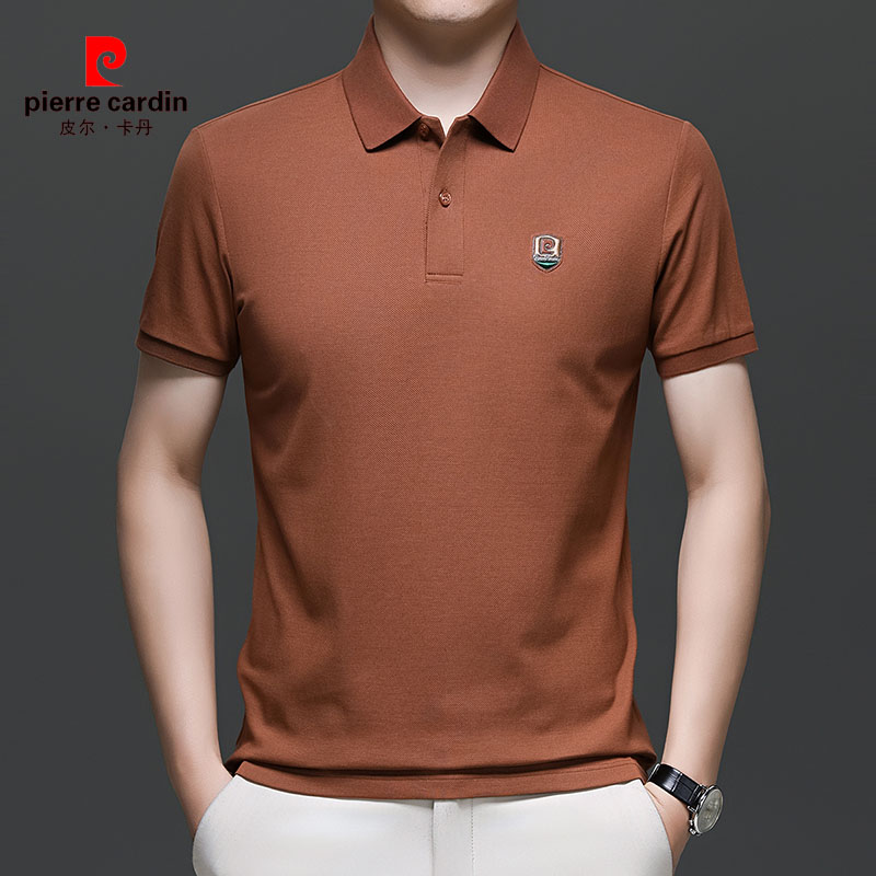  皮尔卡丹短袖夏季男Polo衫高档丝光棉t恤中青年男士翻领免烫上衣
