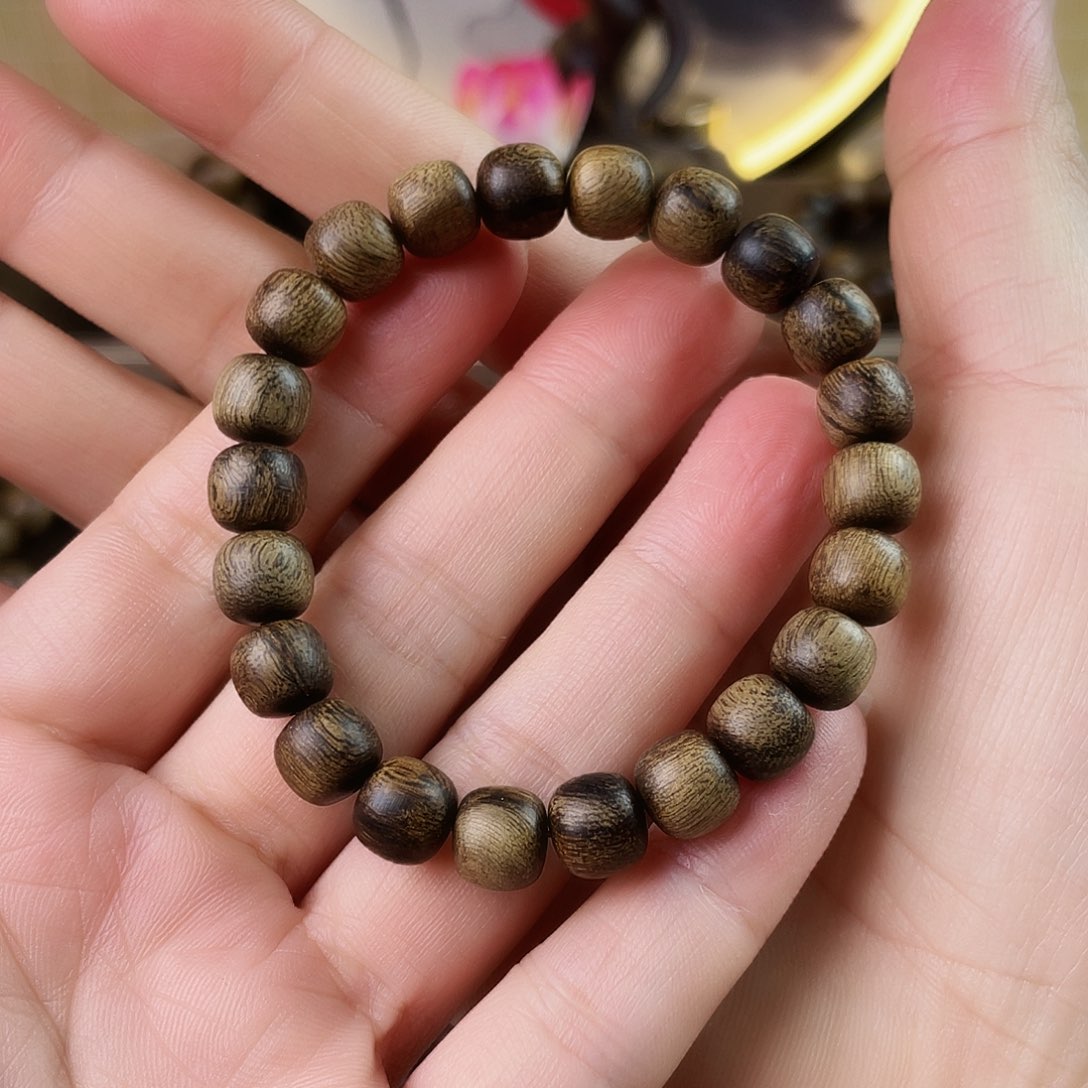 沉香手串越南芽庄老白棋玉化老料瘤疤0.8 