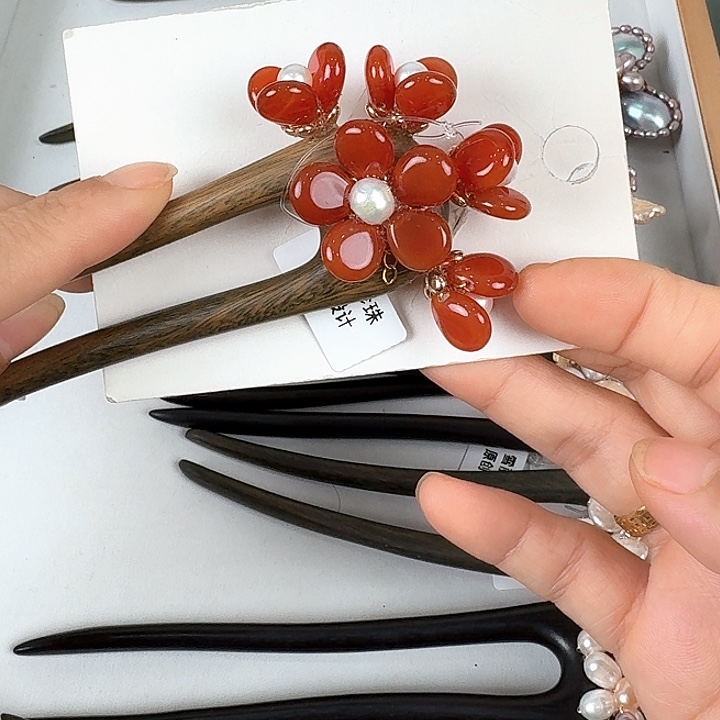 淡水珍珠发饰未镶嵌