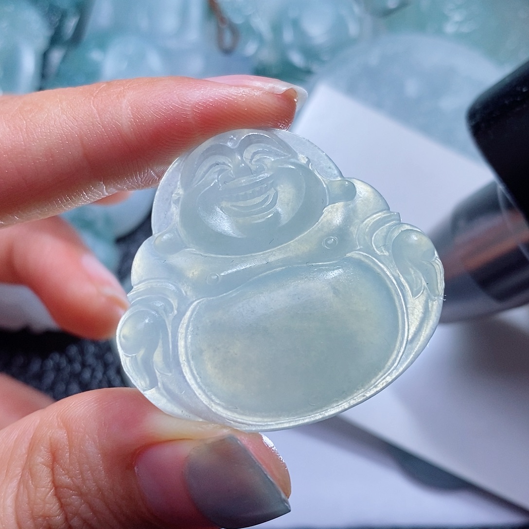 定制翡翠未镶嵌毛货付款后确认抛光