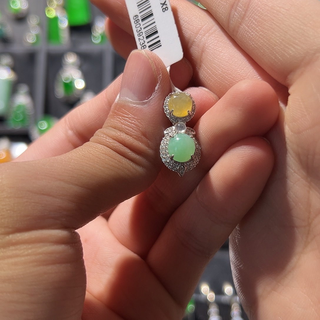 翡翠银S925镶嵌吊坠(不含链)