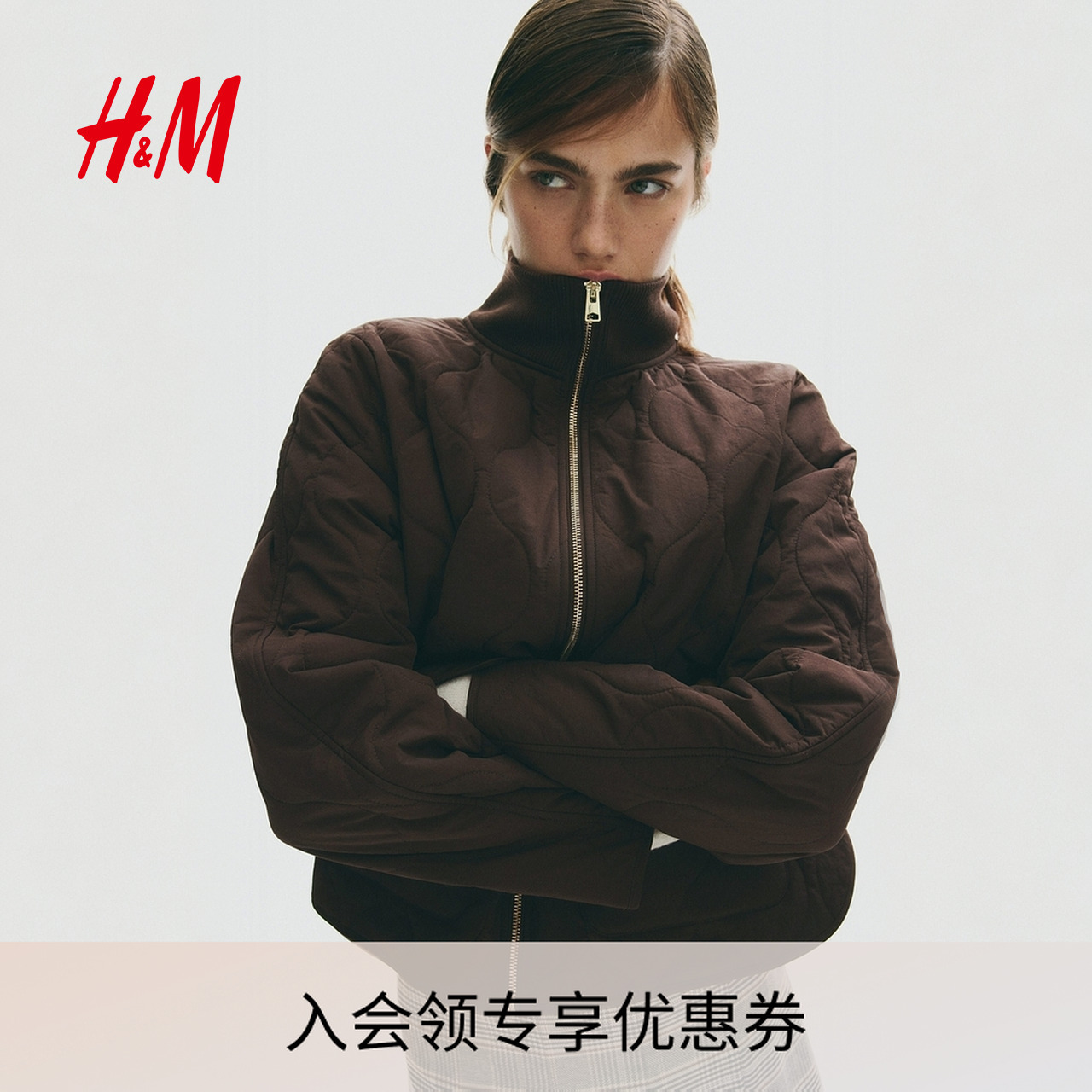 HM2025年秋季女装新款大廓形绗缝外套1294653