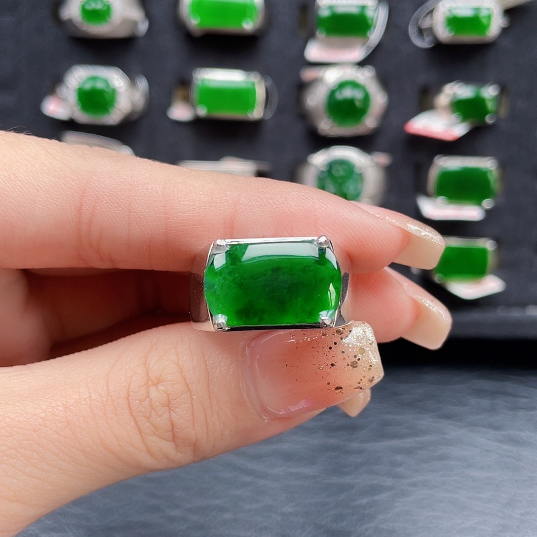 翡翠戒指银S925镶嵌编号2777