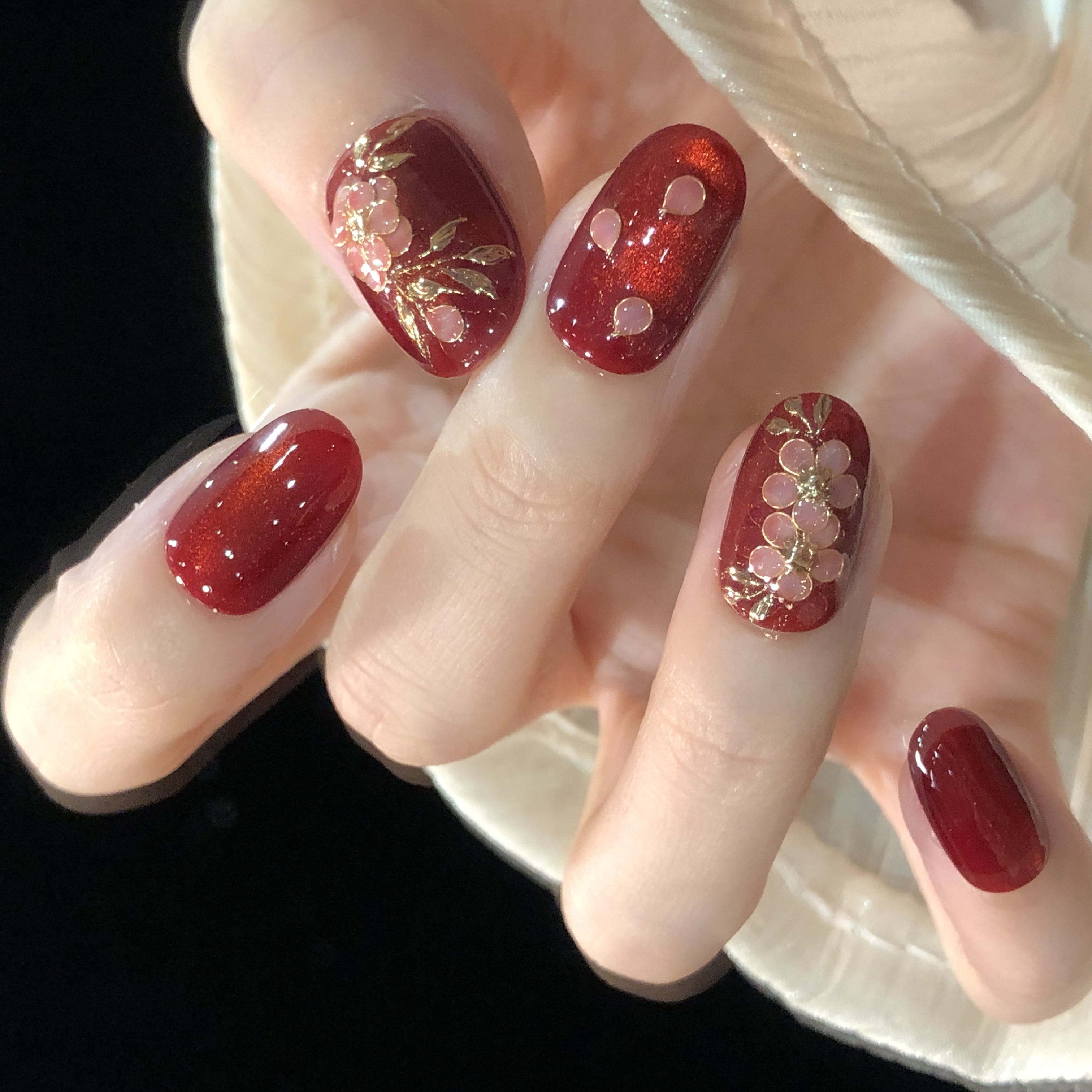 喵公子 【露华浓】【非遗掐丝重工款】纯手工穿戴甲可拆卸美甲光疗甲