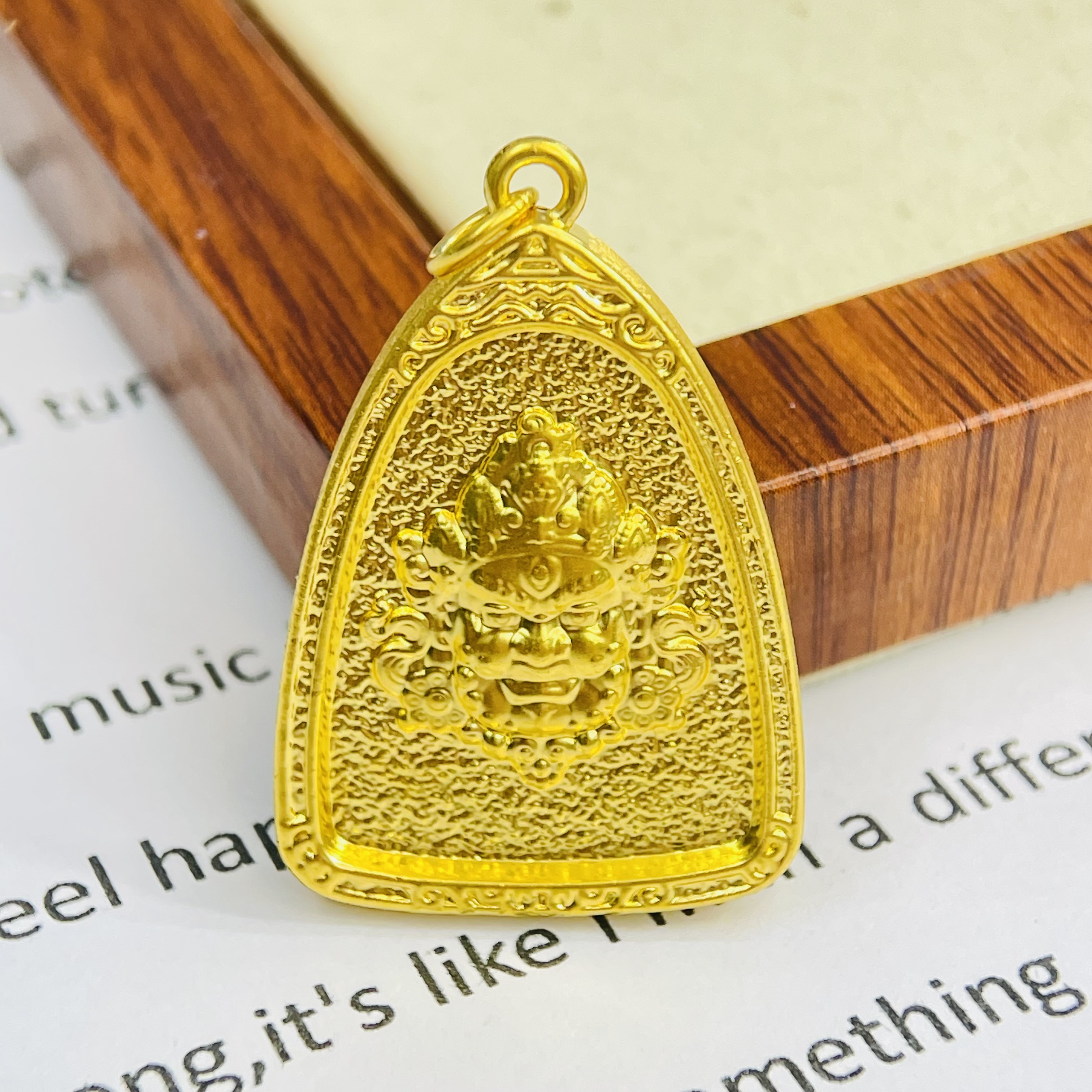 足金999祥瑞金护法黄财神牌黄金首饰配件DP2823-02310