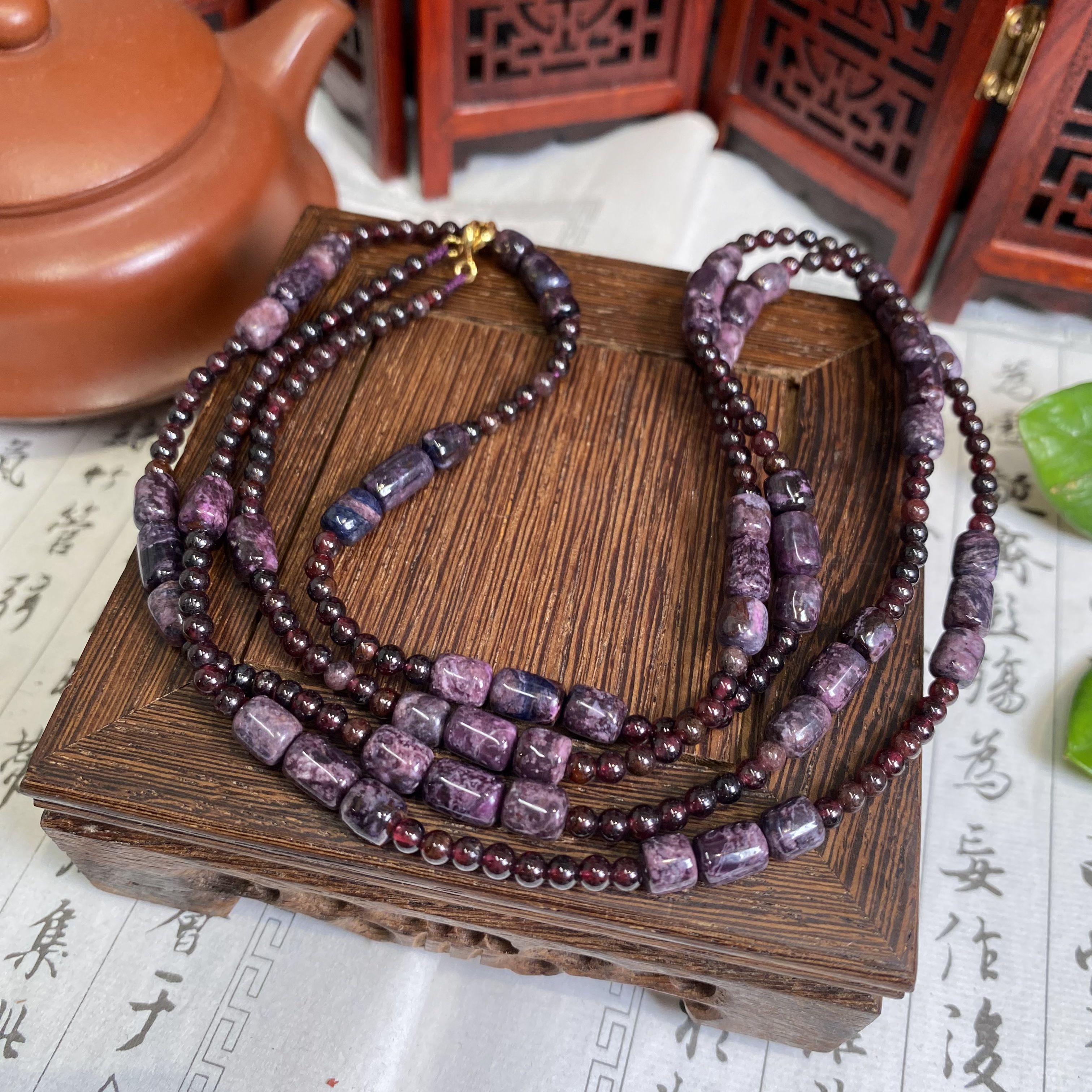 南非苏纪石舒俱来老料枣珠桶珠石榴石腰链 多样性发一/S916【特惠】