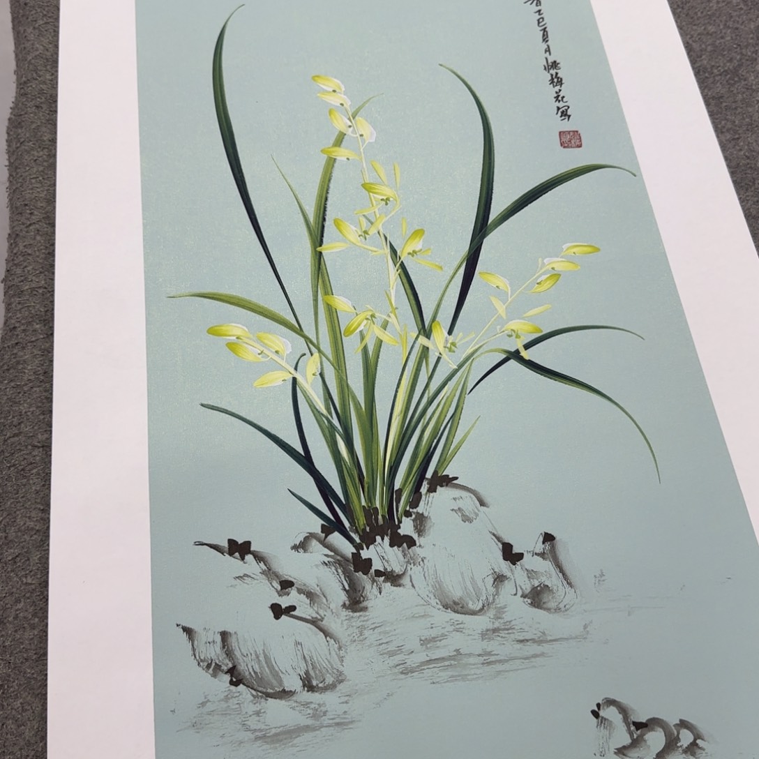 国画国画立体兰花
