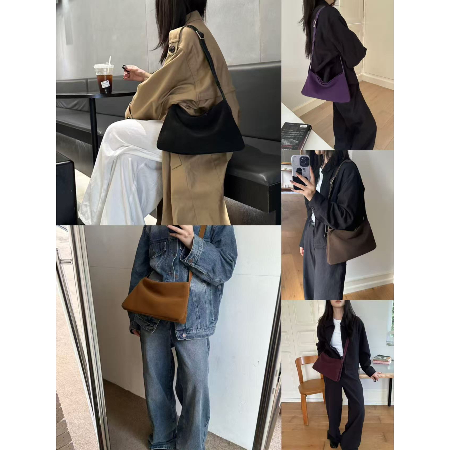 AWY 福（1B7535#）夹层吐司包- 有设计感极简单肩斜挎包 12-17