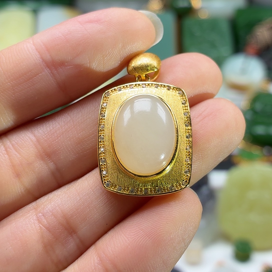 和田玉银S925镶嵌颈饰