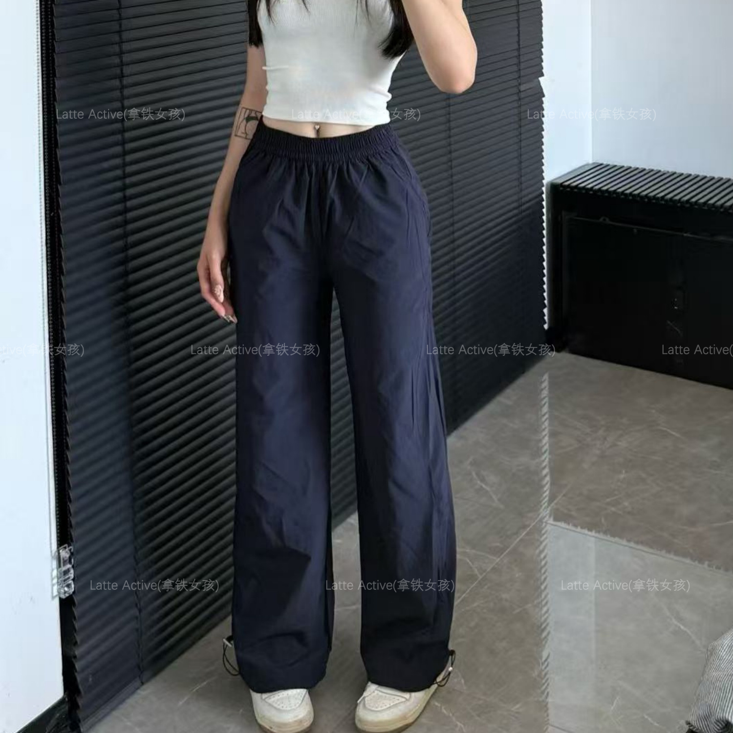 拿铁女孩工装裤女美式复古阔腿裤夏季垂感宽松休闲运动裤子
