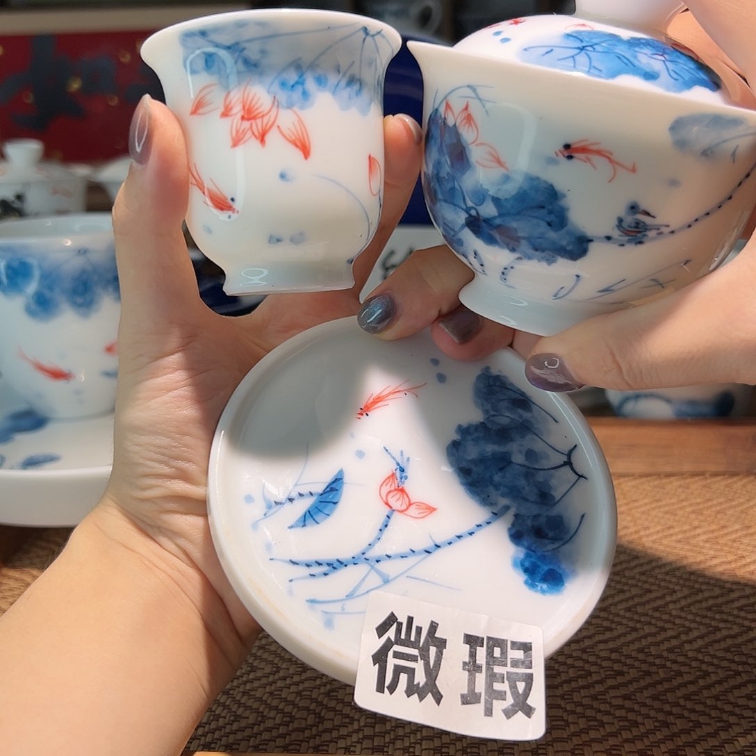 【闪购商品】微瑕 手绘 盖碗