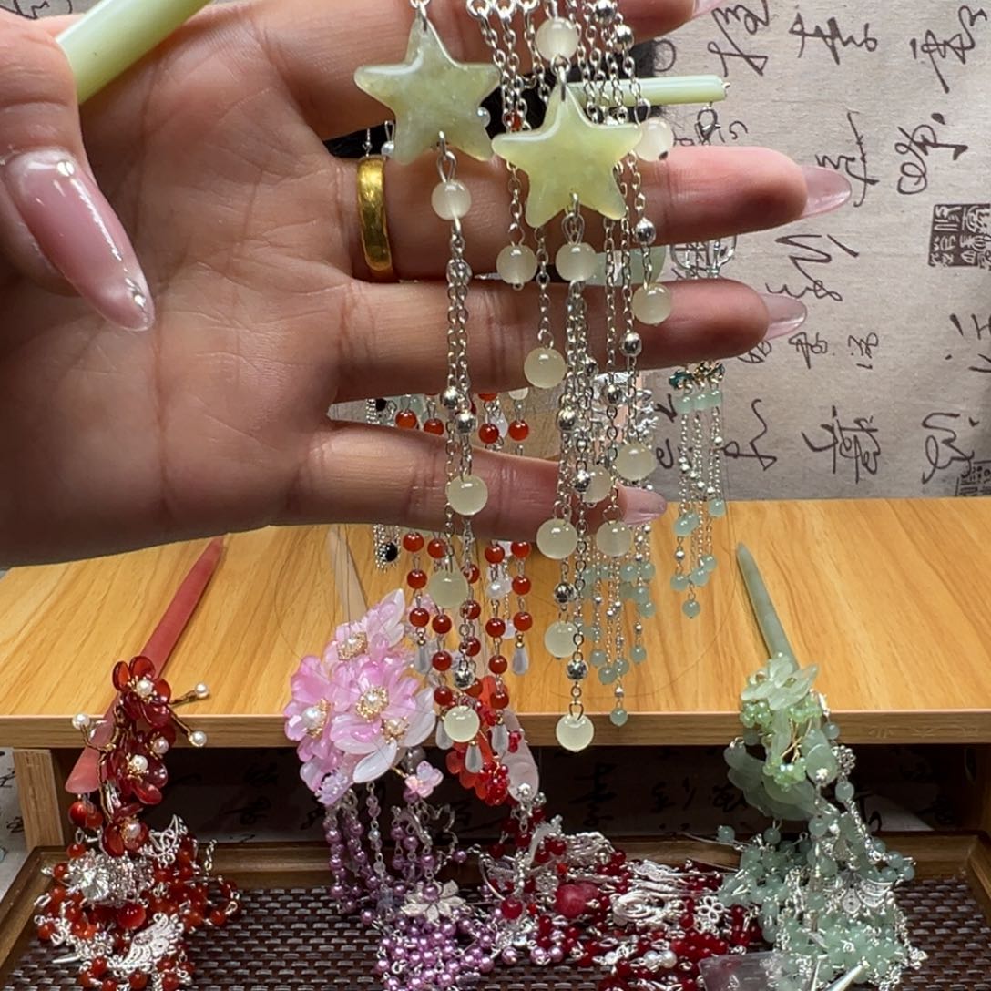 蛇纹石玉合金发饰