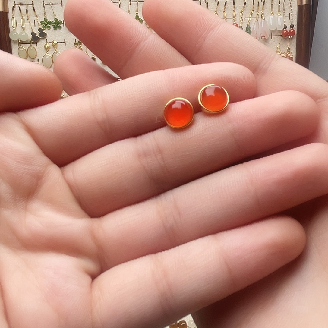 银S925镶嵌和田玉耳饰