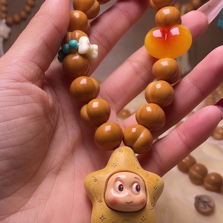 岁****猴头核桃手串15尺寸镜面屁桃手串全品无暇