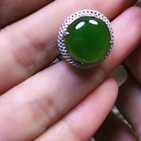 和田玉银S925镶嵌戒指