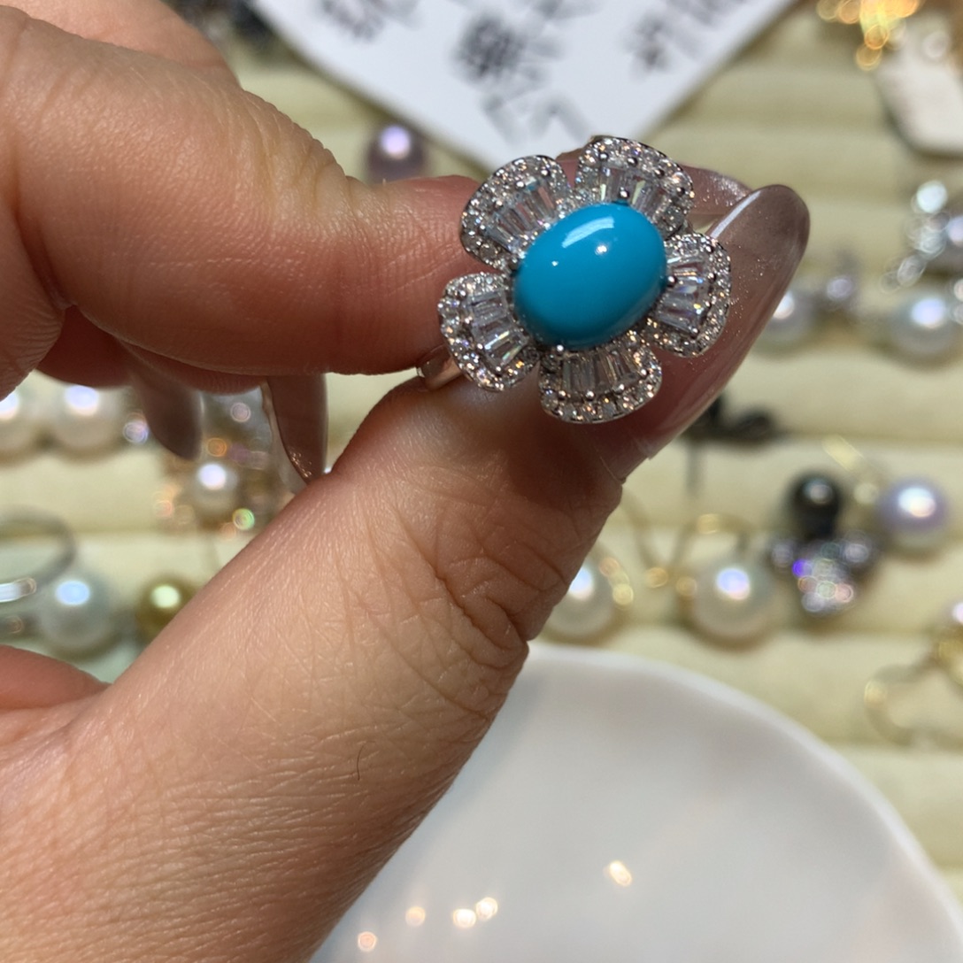 绿松石戒指银S925镶嵌