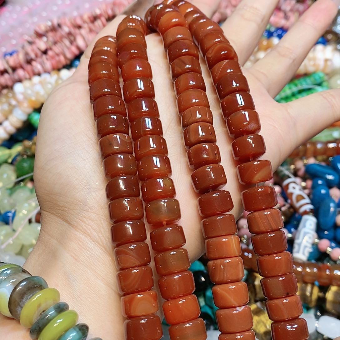 玛瑙/玉髓散珠天然红玛瑙剁珠12mm一条