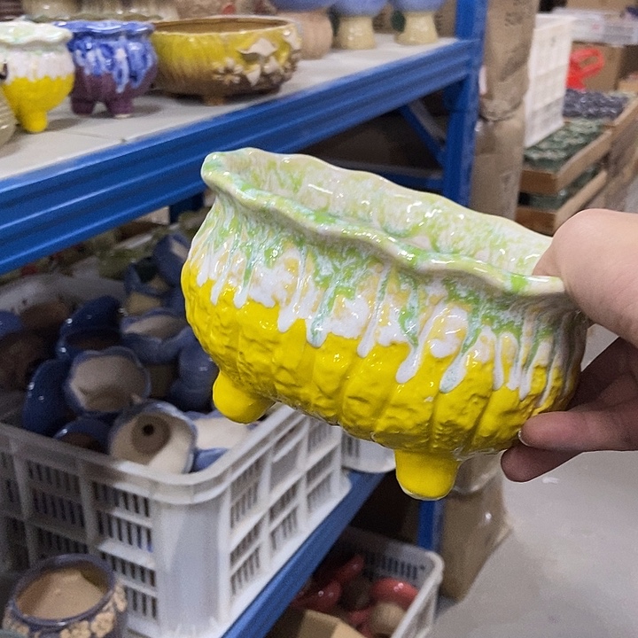 花盆单场满9.9发货17×14×10黄