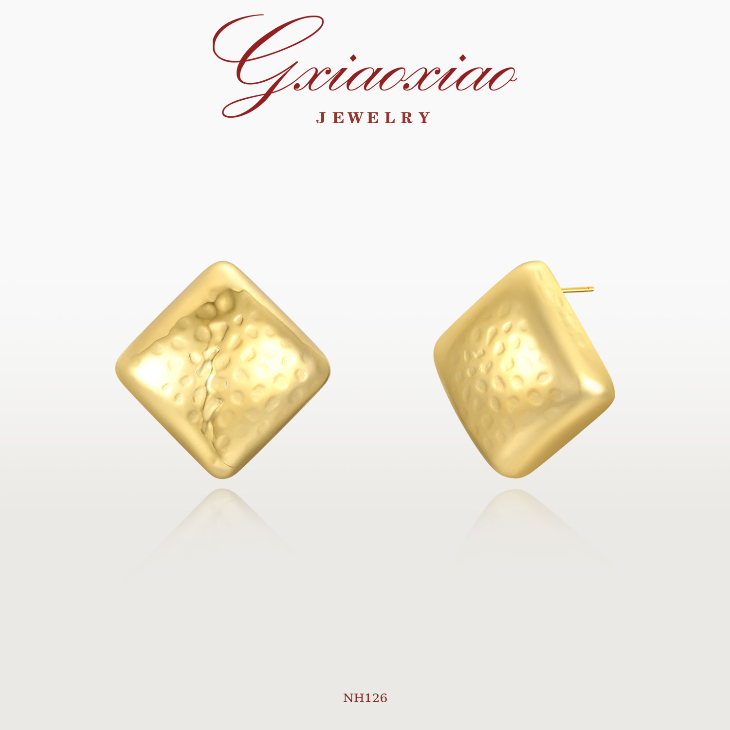 G XIAOXIAO 镀K金【琉光方珀】时尚气质简约百搭简约光面耳环 NH126