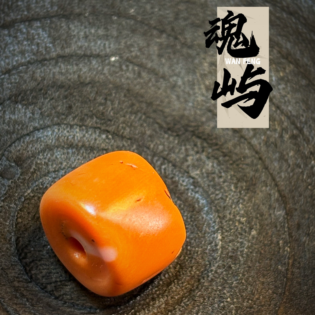 12*9.6 老momo桶珠 颜色好包浆油润 藏传文玩趣味收藏 一物一图