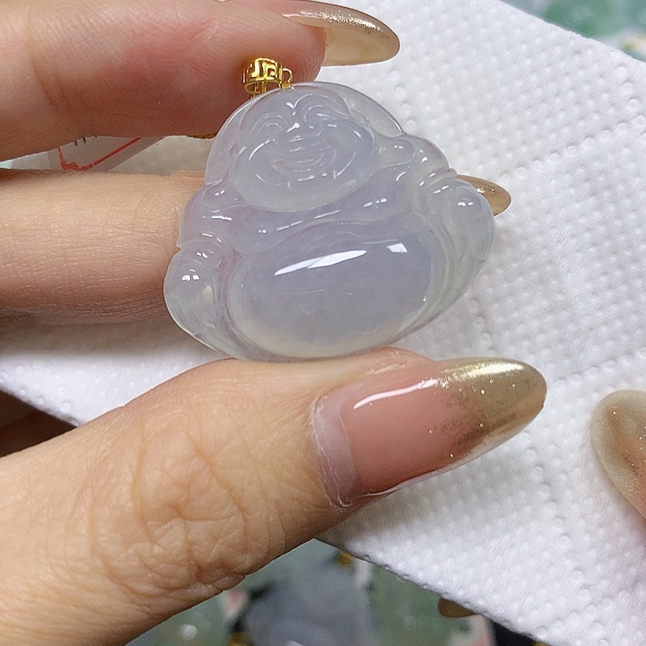 翡翠18K金镶嵌颈饰挂件