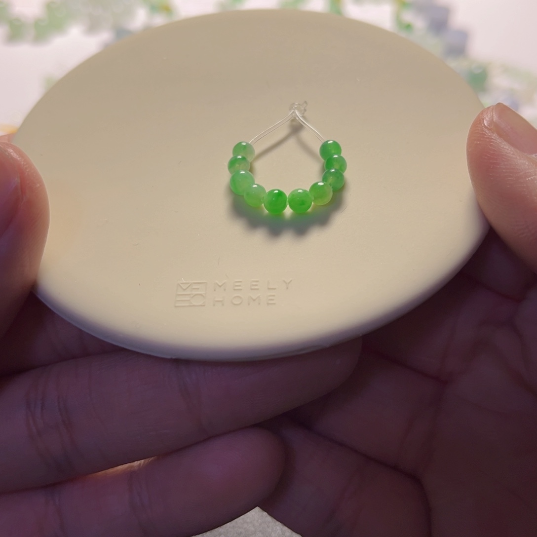 翡翠散珠嗨*七天然缅甸A货珠子10颗卡4mm