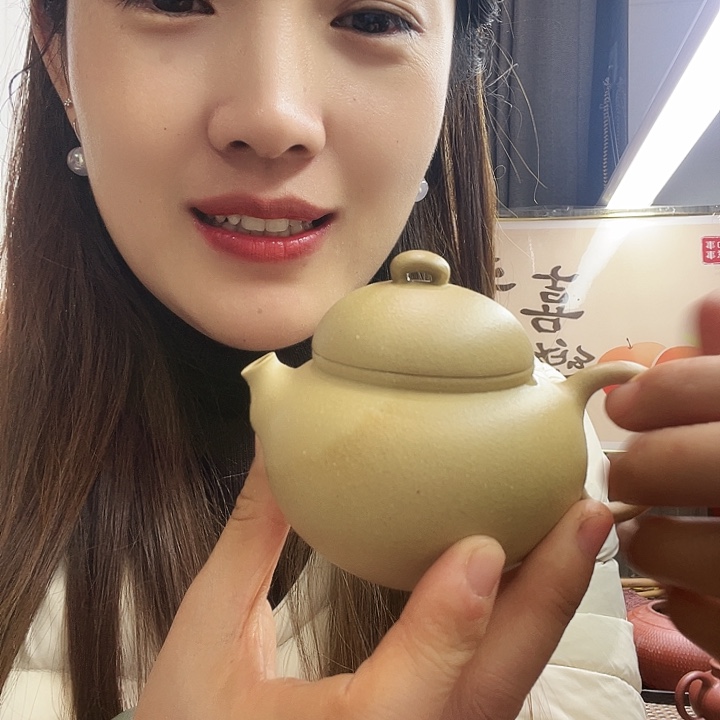 紫砂茶壶微瑕梨皮本绿福禄壶170cc