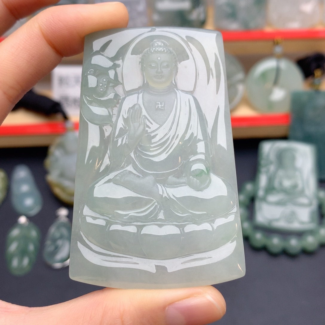 @***）翡翠未镶嵌颈饰阿弥陀佛
