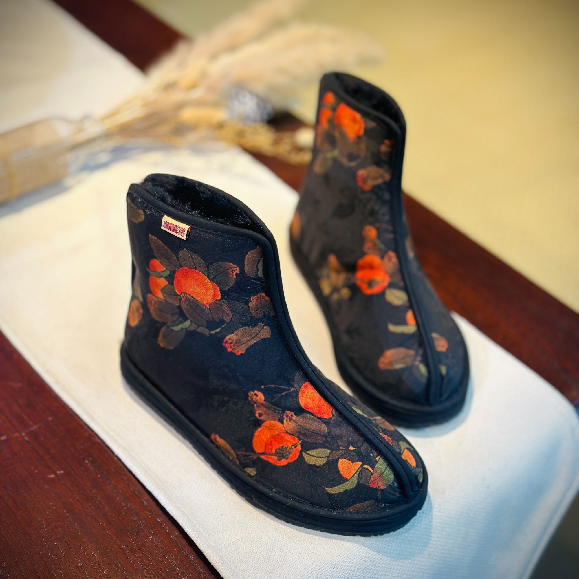 年货大棉冬款【柿柿如意】新中式大棉加绒保暖时尚高帮千层底棉鞋