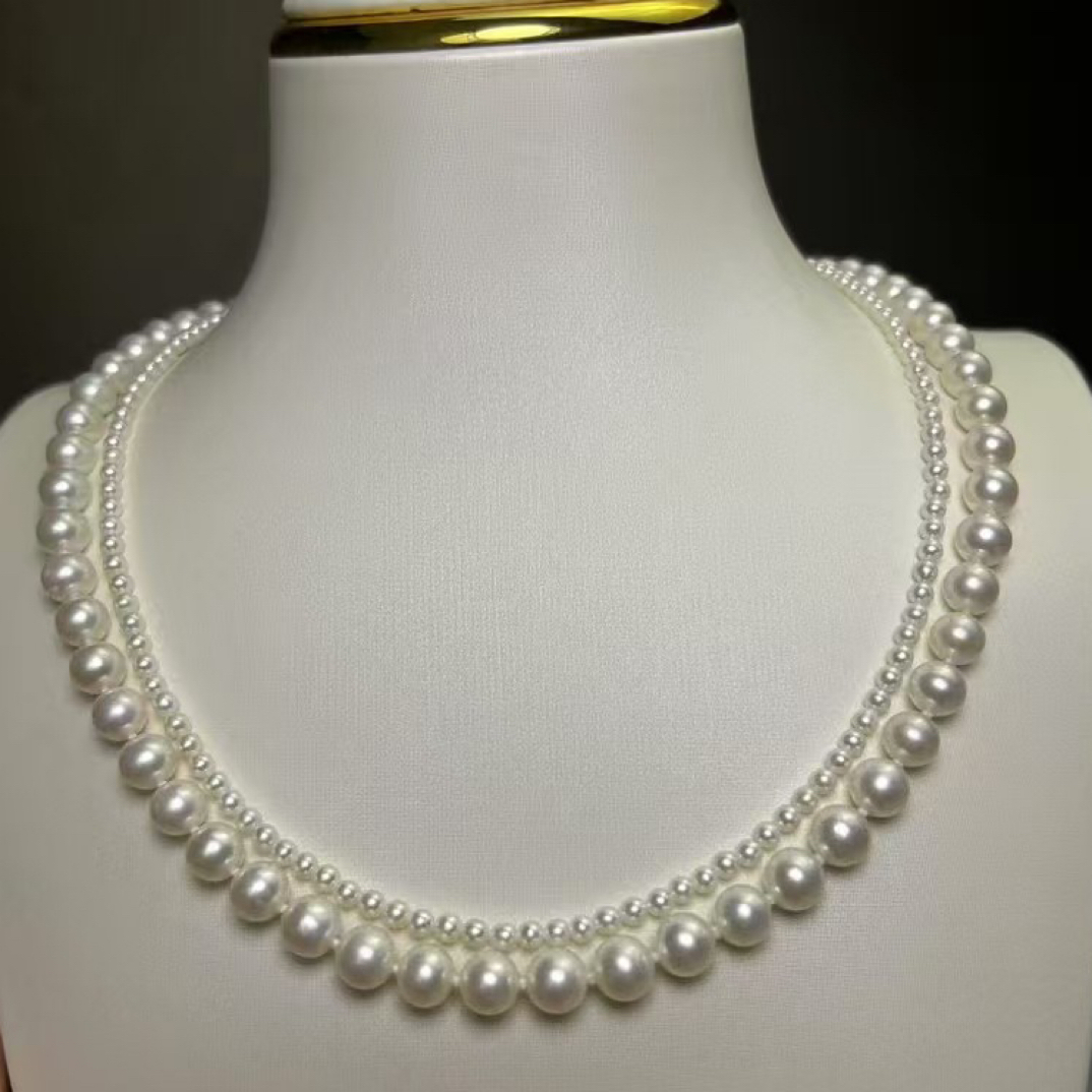 李氏珍珠 3-4+7-8天然淡水珍珠气质白色时尚百搭简约经典轻奢女士