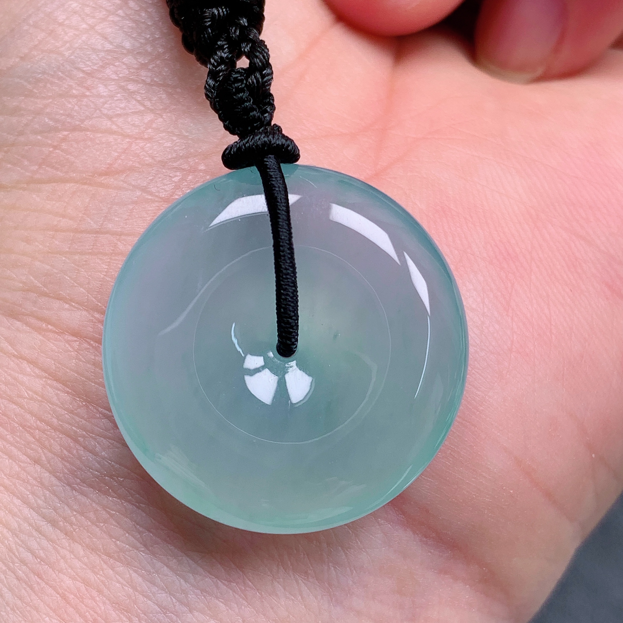 天然缅甸翡翠A货冰蓝平安扣气质精美尺寸25+6.4  463